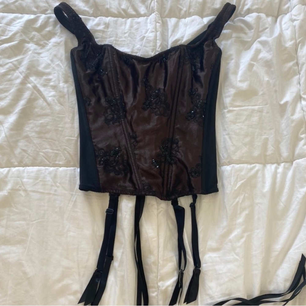 brown fredrick’s of hollywood corset